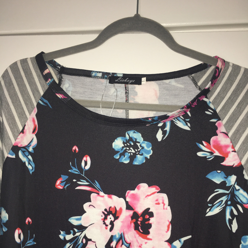 Floral & Striped Shift Dress